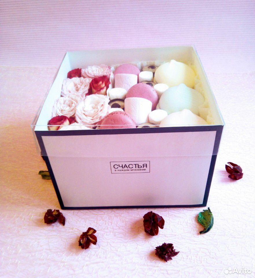 Цветы в коробке, коробочки с цветами, сладости купить на Зозу.ру - фотография № 2