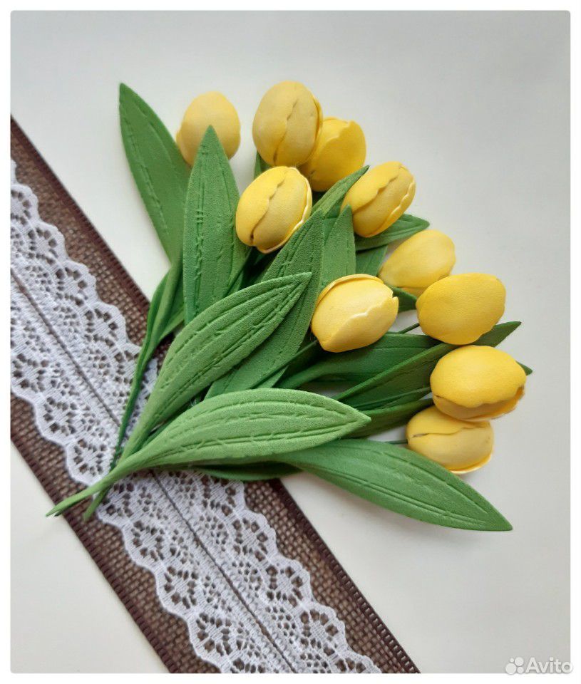 Цветы тюльпаны ручной работы из фоамирана скрапбук купить на Зозу.ру - фотография № 10