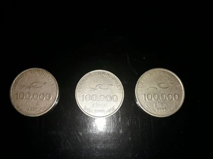 Монеты 100000 турецких лир 2000г
