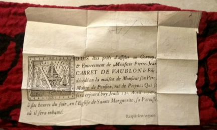 Старинный документ. 1764 год. Франция