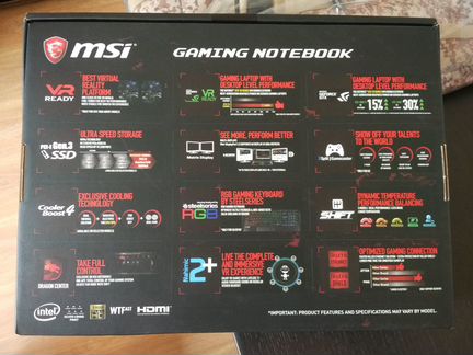 Игровой ноутбук MSI GE62 1050TI4GB/16GB RAM