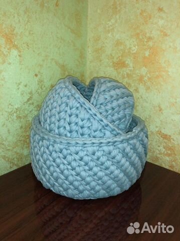 Корзинка из трикотажной пряжи