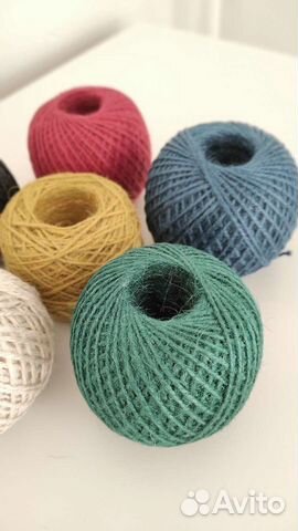 Джутовый шпагат цветной для вязания