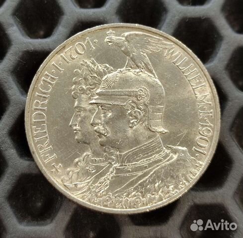 Германская империя 2 марки 1901 г. 200 лет пруссии