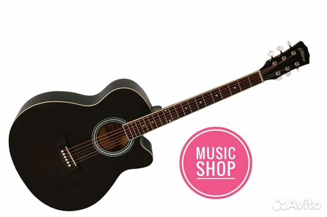 Гитара новая чёрная акустическая