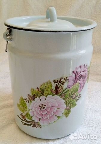 Бидон металлический эмалированный с ручкой