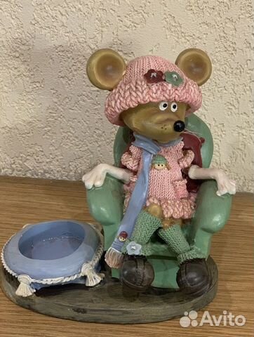 Декоративная фигурка мышь - подсвечник