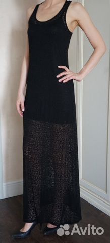 Ажурное длинное летнее черное платье Calzedonia, S Ажурное длинное летнее черное платье Calzedonia, S