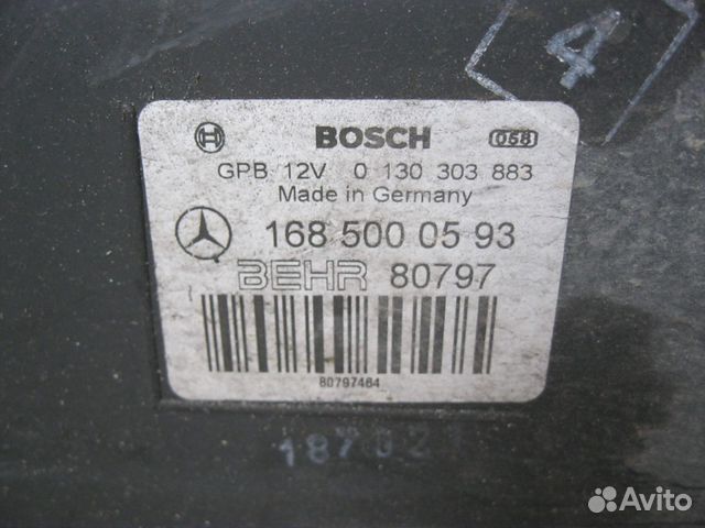 Вентилятор охлаждения Mercedes A klasse W168