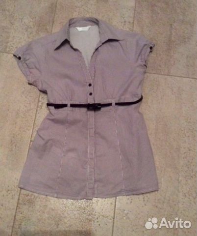 Рубашка фиолетово-белая с ремешком Рубашка фиолетово-белая с ремешком