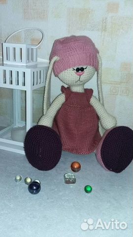 Мягкая вязаная игрушка Зайка Мягкая вязаная игрушка Зайка