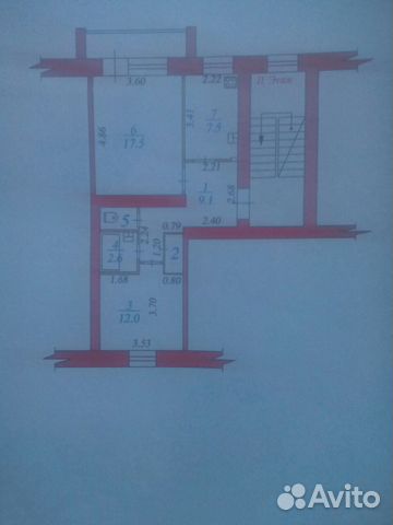 2-к квартира, 51.1 м², 2/5 эт.