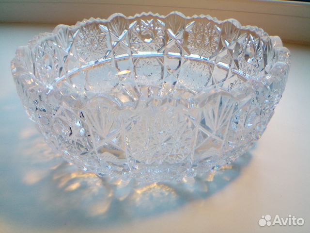 Большая хрустальная ваза-салатник.Богемия