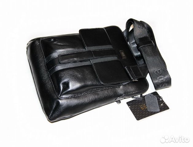 Мужская кожаная сумка H Boss black lux Мужская кожаная сумка H Boss black lux