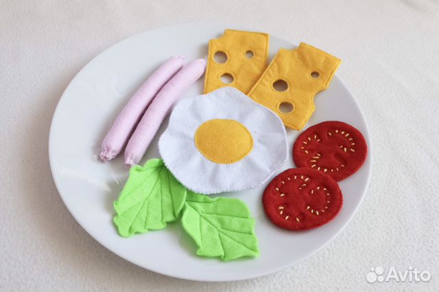 Игрушки из фетра, продукты, еда для кукол. Завтрак