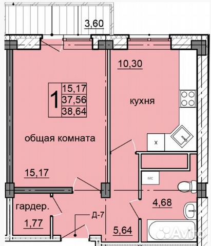 1-к квартира, 38.6 м², 11/18 эт.