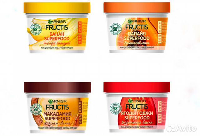 Маски для волос Garnier Fructis Superfood,Avon,Fab Маски для волос Garnier Fructis Superfood,Avon,Fab