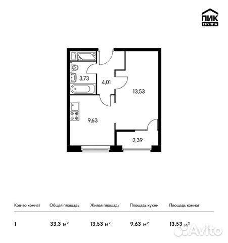 1-к квартира, 33.3 м², 7/25 эт. 1-к квартира, 33.3 м², 7/25 эт.