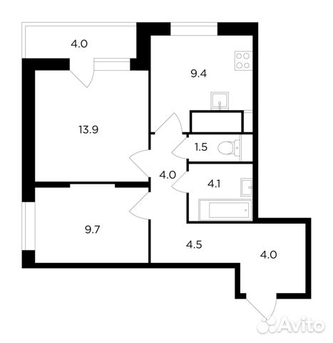 2-к квартира, 53.2 м², 16/17 эт. 2-к квартира, 53.2 м², 16/17 эт.