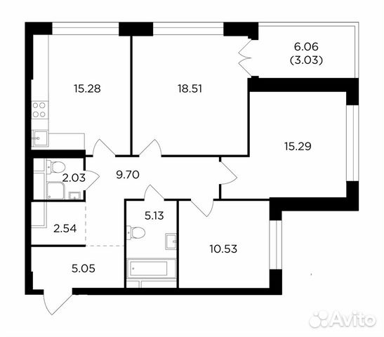 3-к квартира, 87.1 м², 13/27 эт.