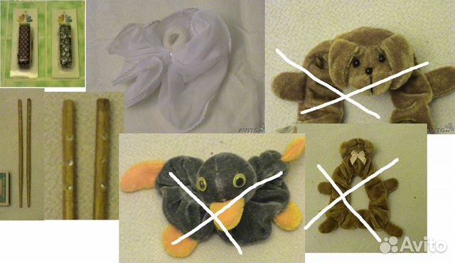 Шнурки новые. Для волос палочки, бант белый