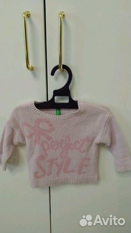 Нарядный, теплый пуховик Benetton и теплый свитер
