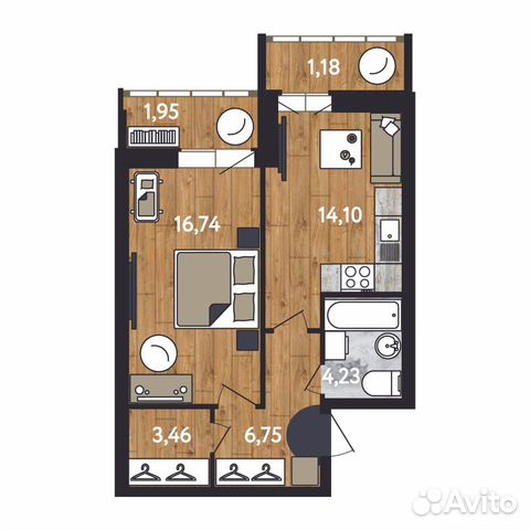 1-к квартира, 48.4 м², 6/17 эт.