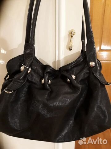 Сумка кожаная чёрная