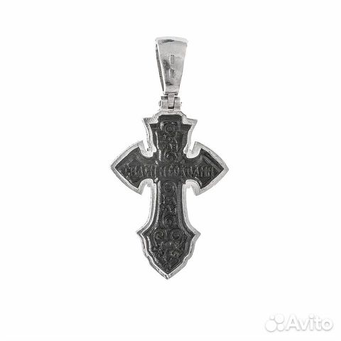 Серебряный мужской крестик, покрытие родием, встав Серебряный мужской крестик, покрытие родием, встав