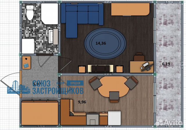 1-к квартира, 40.4 м², 5/10 эт.