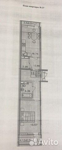 1-к квартира, 60.3 м², 5/17 эт.