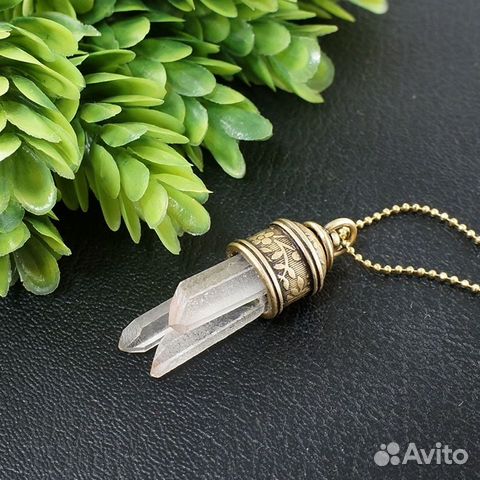 Подвеска с Кристаллами Сталактитами Кварца, латунь