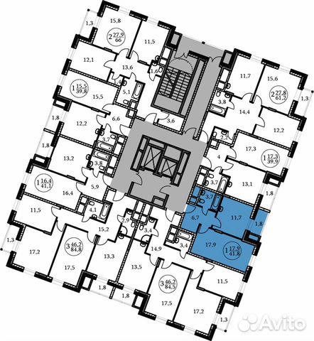 1-к квартира, 41.8 м², 7/17 эт.