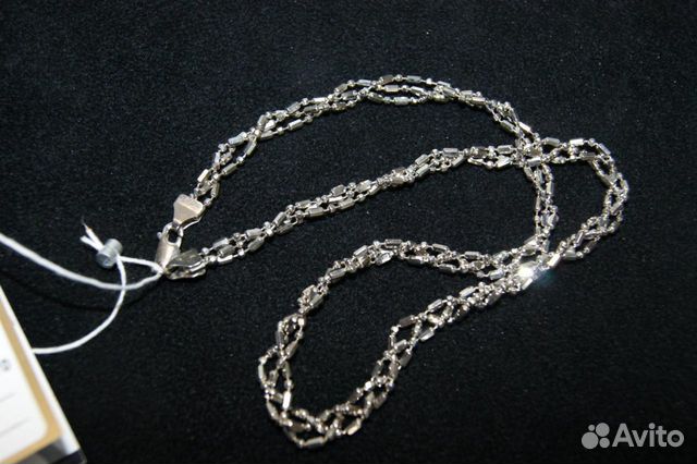 Женская серебряная цепь колье 45 см трех цепочек