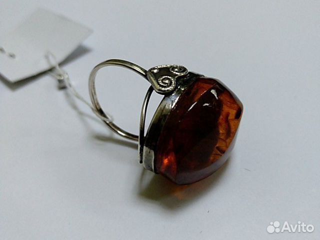 Серебряное кольцо с янтарём 875 Серебряное кольцо с янтарём 875