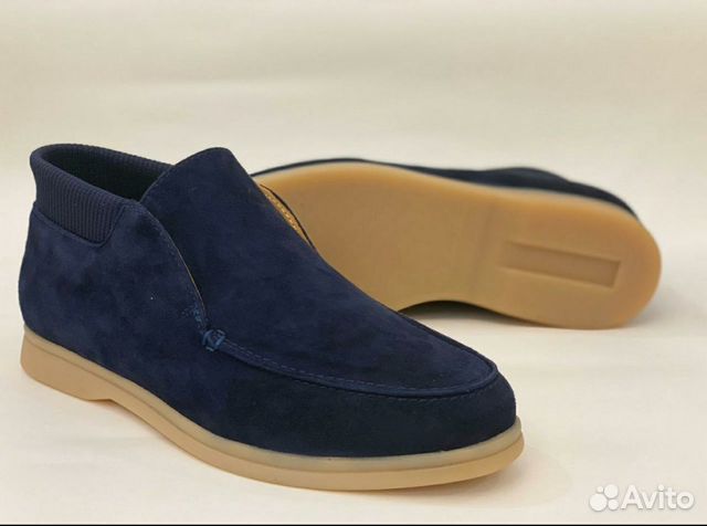 Лоферы синие Loro Piana Лоферы синие Loro Piana