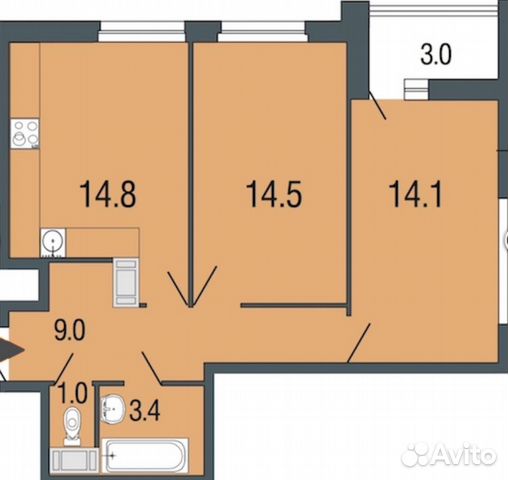 2-к квартира, 56.8 м², 13/25 эт. 2-к квартира, 56.8 м², 13/25 эт.