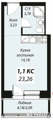 Студия, 23.3 м², 3/5 эт.