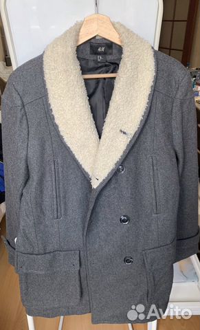 Полупальто серое H&M, размер L slim fit