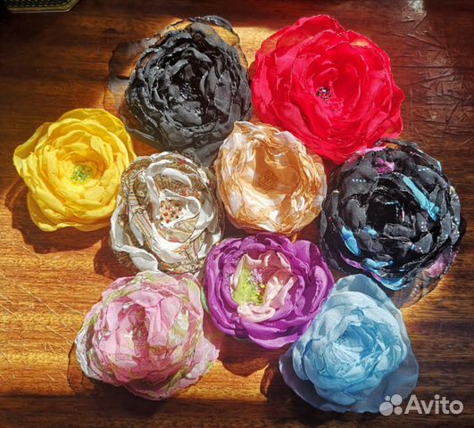 Цветы из ткани Броши резинки для волос