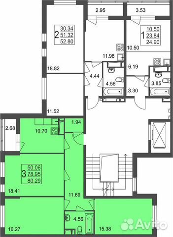 3-к квартира, 80.3 м², 5/8 эт.