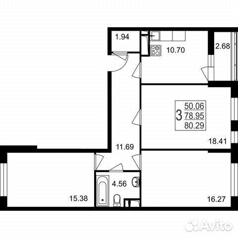 3-к квартира, 80.3 м², 7/8 эт.