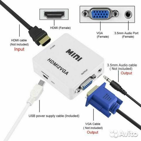 Конвертер из hdmi в VGA + Аудио + Питание