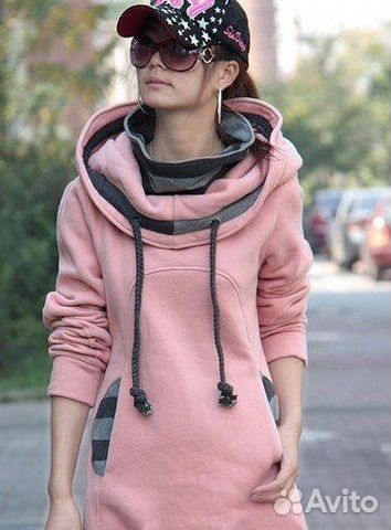 Удлиненное худи из флиса
