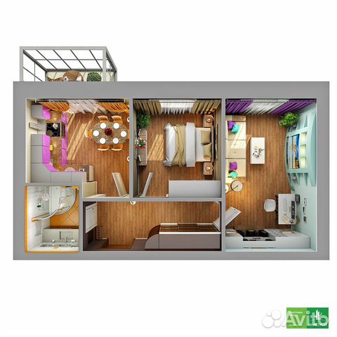 2-к квартира, 44.4 м², 2/3 эт.