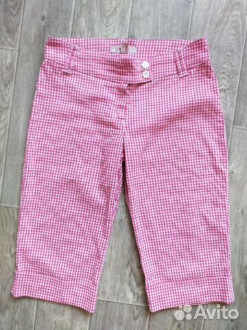 Розовые брюки капри клетка 46р Розовые брюки капри клетка 46р
