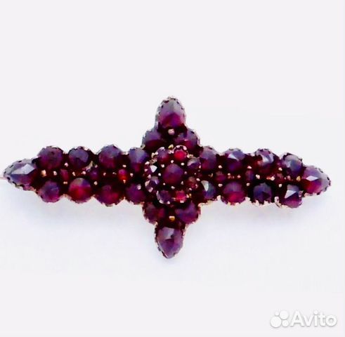 Брошь Стерлинг Антик Богемские гранат