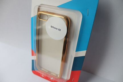 Чехол для iPhone5,5S,5SE SkinBox золото/серый хром