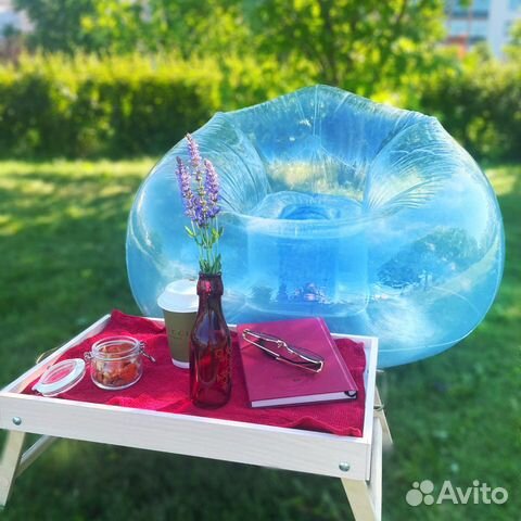 Прозрачное надувное кресло - диван с блеском