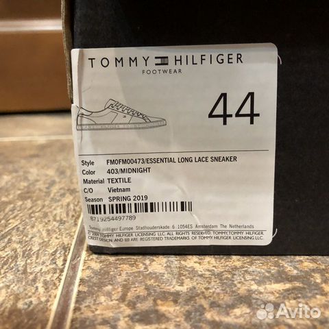 Кроссовки кеды tommy hilfiger essential uk10 us11